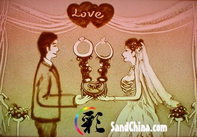 圣彩创意沙画的主播照片