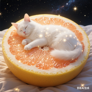 躺柚子怀里的猫