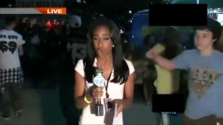 女记者直播遭男子强吻